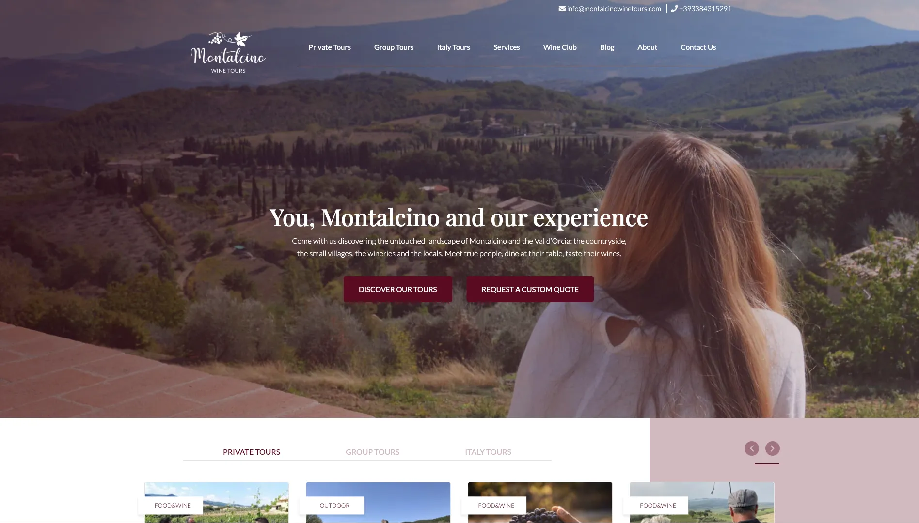 Screenshot del progetto Montalcino Wine Tours (1)