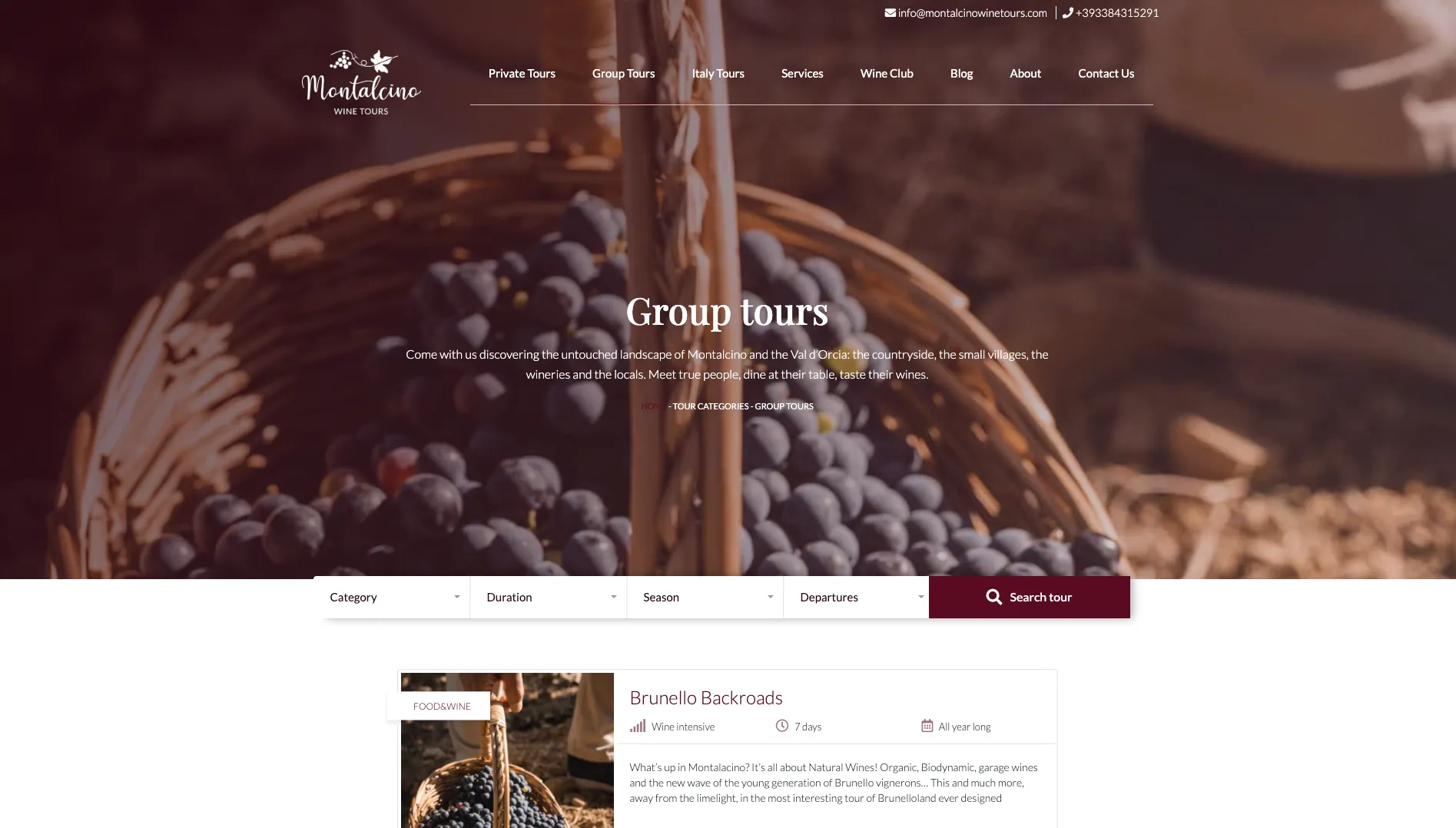 Screenshot del progetto Montalcino Wine Tours (2)